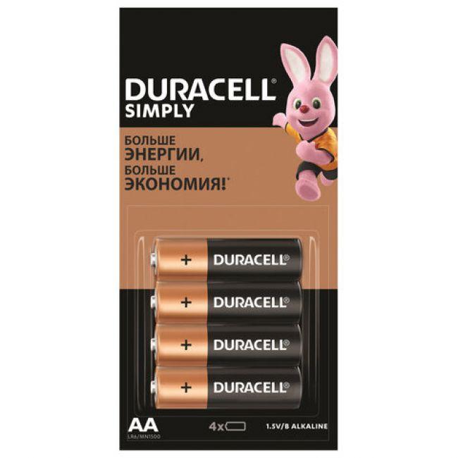 Батарейка Duracell Simply AA (LR06) алкалиновая 4BL